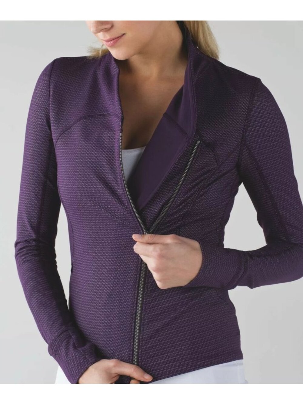 Lululemon Precision Jacket Size 4 Asymmetrical Zip Purple Yoga Athleisure Gym